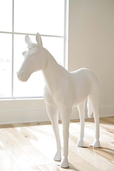 Horse Sculpture, Standing, Glossy White