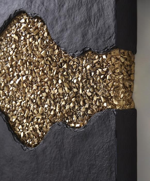 Geode Texture Panel Black and Gold, Wall Decor