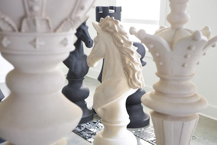 King Chess Sculpture, Cast Stone White
