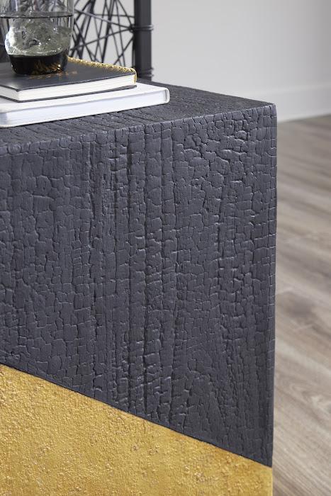 Scorched Side Table, Black and Gold Leaf