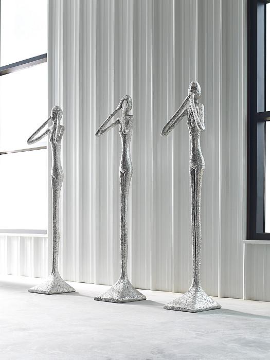 Hear No Evil Skinny Sculpture, Silver Leaf, LG