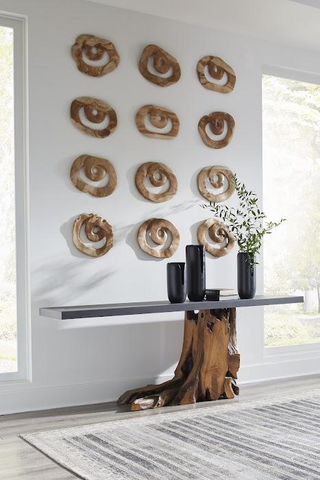 Teak Wood Console Table, Iron Sheet Top