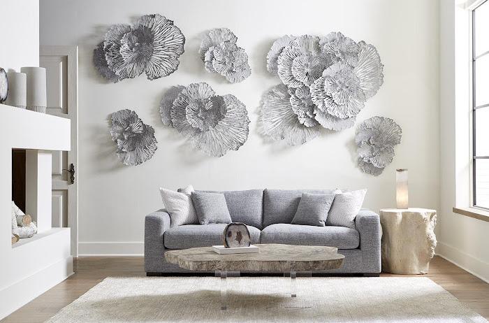 Floating Coffee Table on Acrylic Legs, Gray Stone, Size Varies