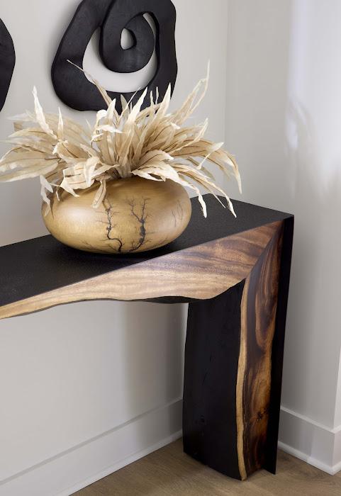 Framed Waterfall Console Table, Natural, Iron