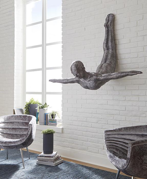 Diving Wall Sculpture, Aluminum, Large