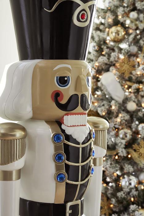 Nutcracker Soldier Sculpture 6ft, Black, White, and Gold