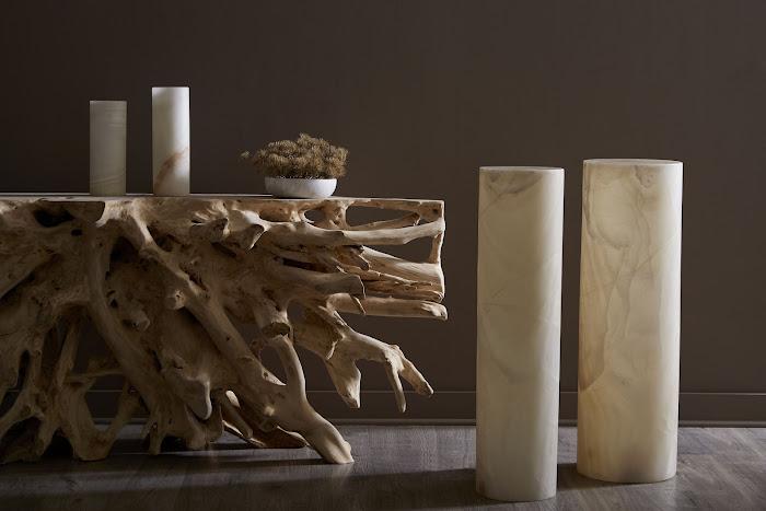 Onyx Lamp, Cylindrical, White