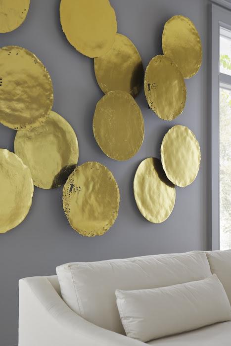 Cast Oil Drum Wall Discs, Gold Leaf, Set of 4