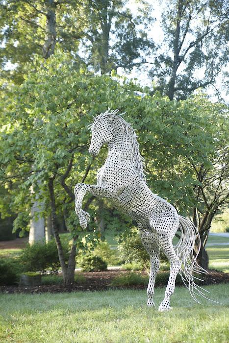 Horse Pipe Sculpture, Rearing, Stainless Steel