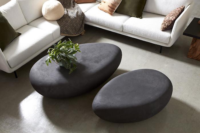 River Stone Coffee Table, Charcoal Stone, Small