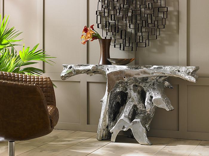 Brivo Freeform Console Table, Silver Leaf