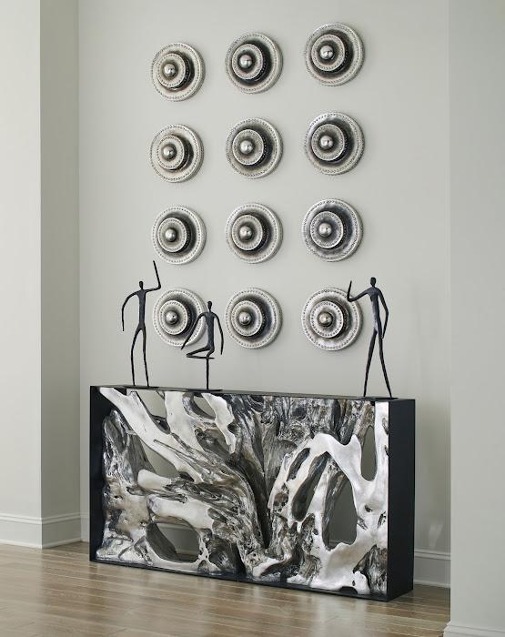 Circles Wall Tile, Silver Leaf with Antiquing