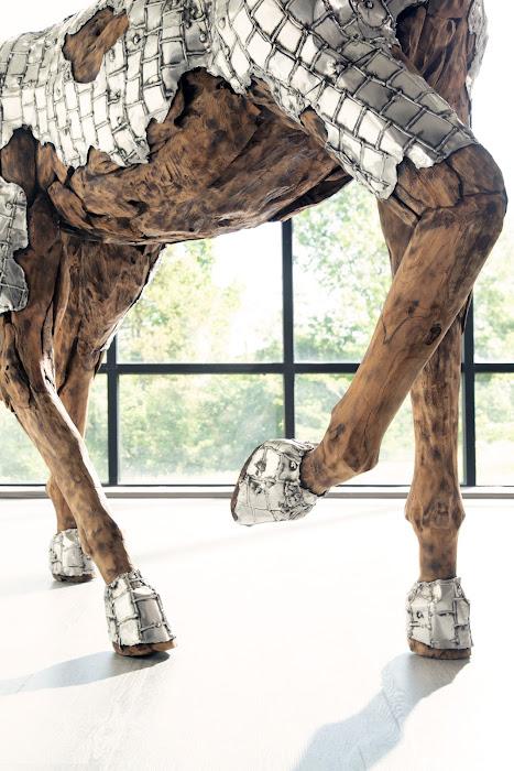 Mustang Horse Armored Sculpture, Galloping