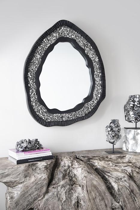 Geode Mirror, Black And Silver, Matte