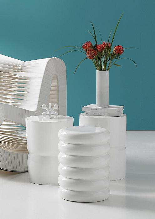 Carved Stool, Gel Coat White