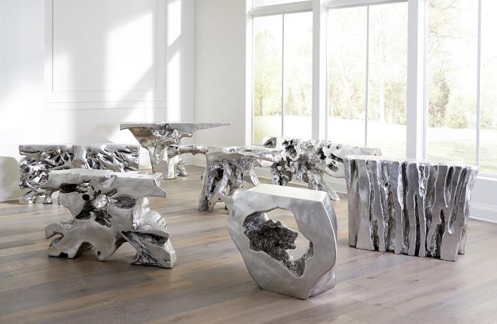 Plateada Hollow Console, Silver Leaf