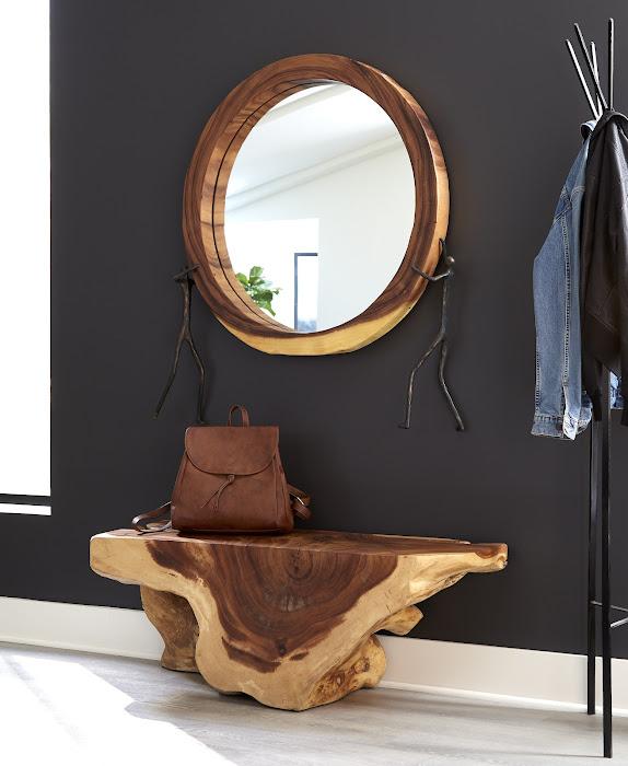 Atlas Mirror, Chamcha Wood, Natural, Metal