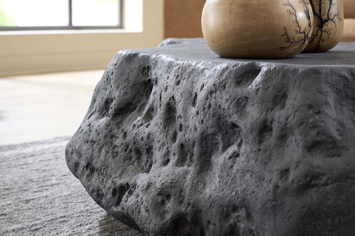 Cast Boulder Coffee Table, Charcoal Stone, Small