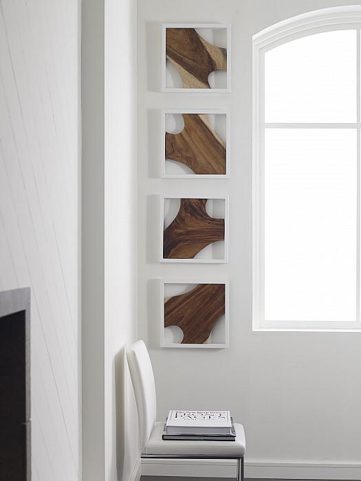 Framed Slice Wall Tile, White Frame , Set of 4