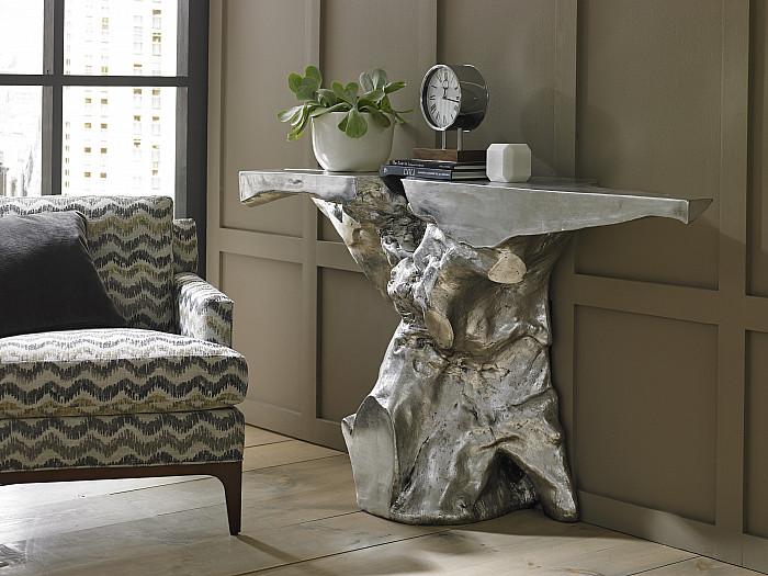 Crown Console Table, Silver Leaf
