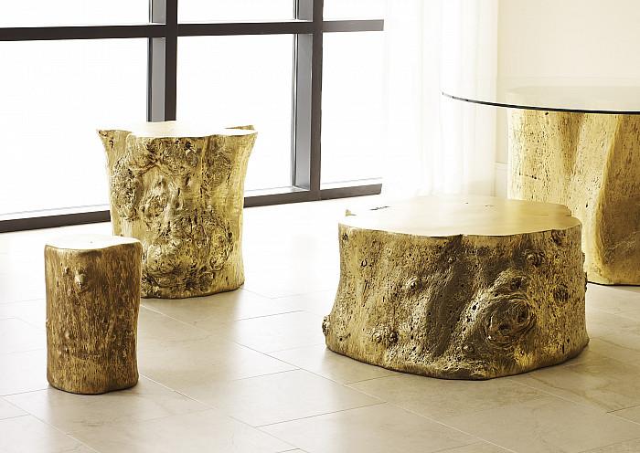 Log Coffee Table, Gold Leaf