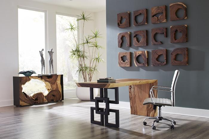 Waterfall Desk, Natural, Satin Black Overlap Leg