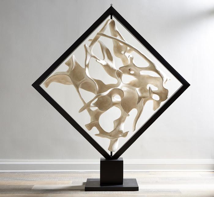 Cast Revolving Diamond Sculpture, Faux Bleached