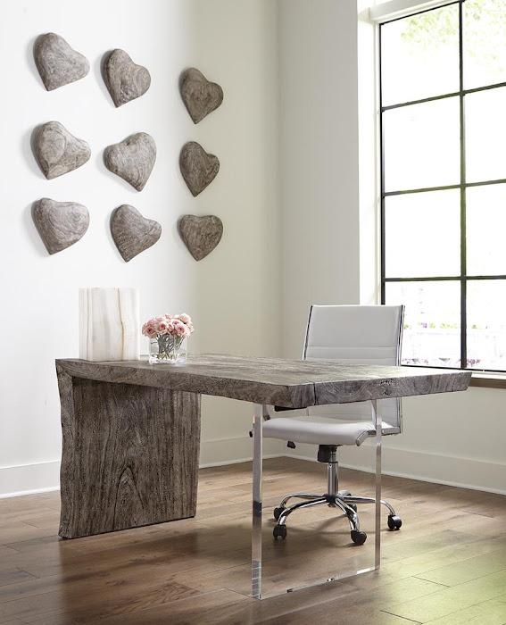 Heart Wall Tile, Chamcha Wood, Gray Stone Finish
