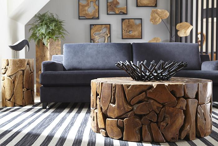 Teak Chunk Coffee Table, Round