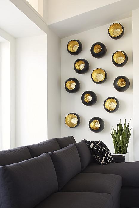 Broken Egg Wall Art, Black and Gold Leaf, Set of 4