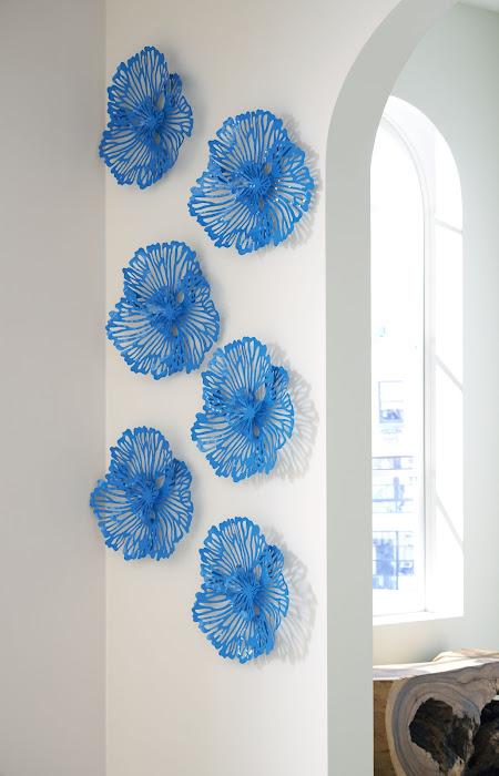 Flower Wall Art, Extra Small, Blue, Metal