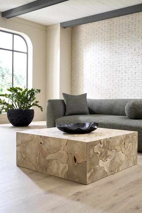 Teak Slice Coffee Table, Square, Bleached