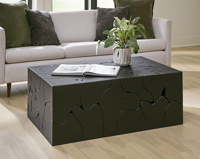 Teak Slice Coffee Table, Rectangle, Black