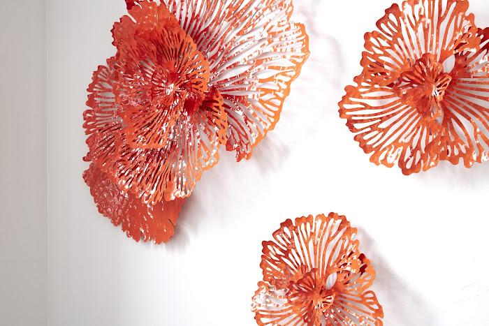 Flower Wall Art, Extra Small, Coral, Metal