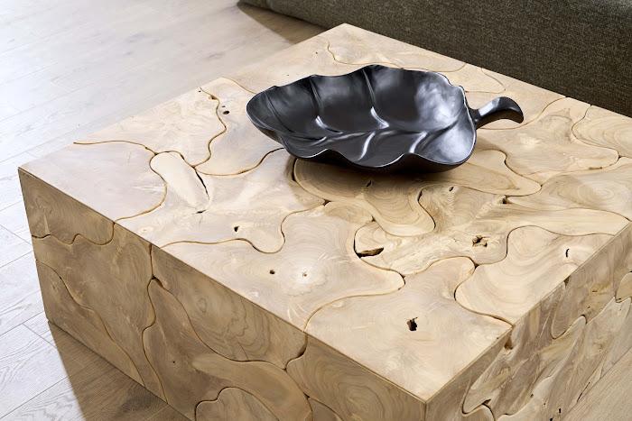 Teak Slice Coffee Table, Square, Bleached