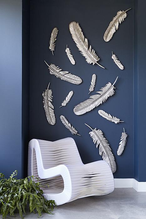 Feathers Wall Art, Small, Silver Leaf, Set of 2