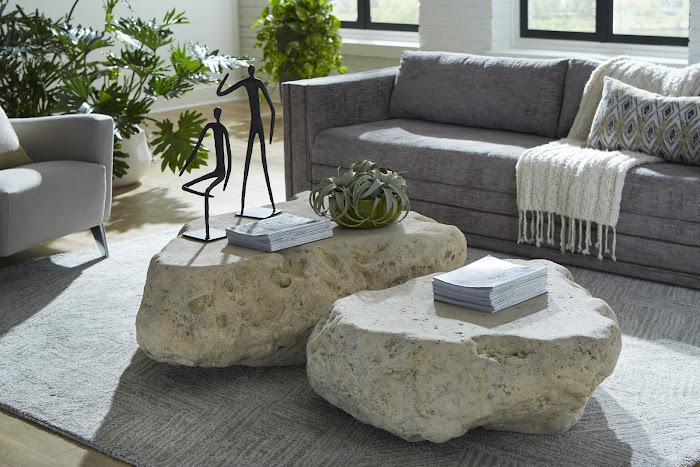 Cast Boulder Coffee Table Roman Stone, Large
