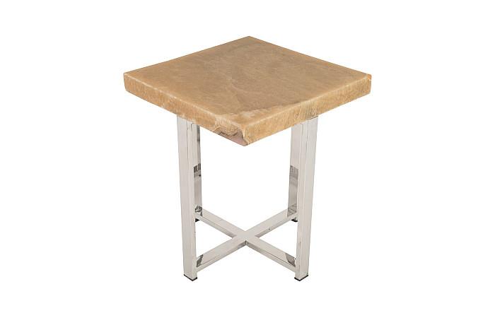 Onyx Accent Table, Stainless Legs, Square