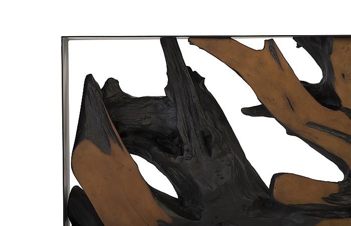 Cast Root Metal Framed Console Table, Resin, Brown