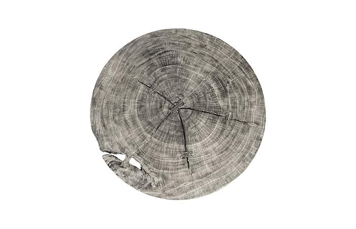 Chuleta Bar Table on Black Metal Base, Chamcha Wood, Gray Stone