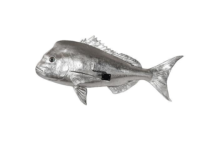 Australian Snapper Fish Wall Sculpture, Resin, Silver Leaf