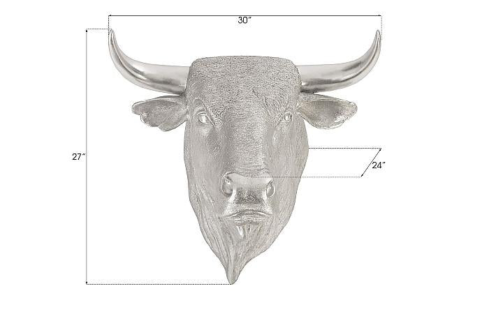 Spanish Fighting Bull Wall Art, Resin, Silver Leaf