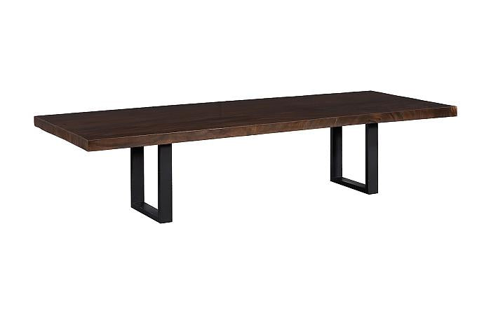 Straight Edge Dining Table, Perfect Brown, Satin Black Legs