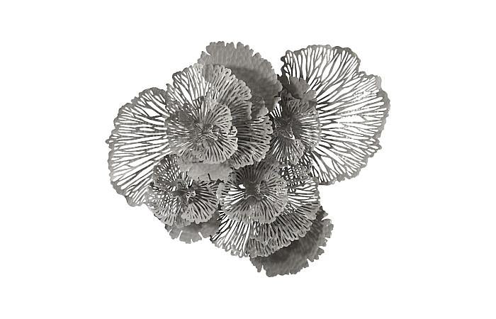 Flower Wall Art, Large, Gray, Metal