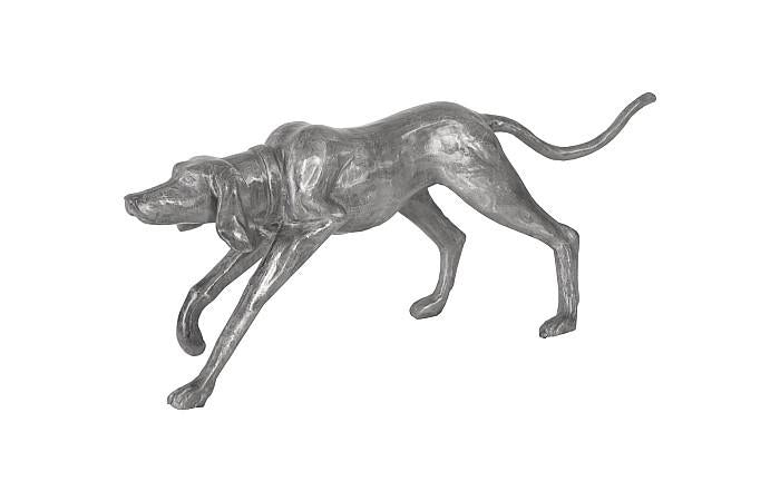 Walking Dog Sculpture, Black/Silver, Aluminum