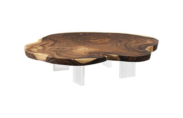 Floating Coffee Table with Acrylic Legs, Natural, Size Varies