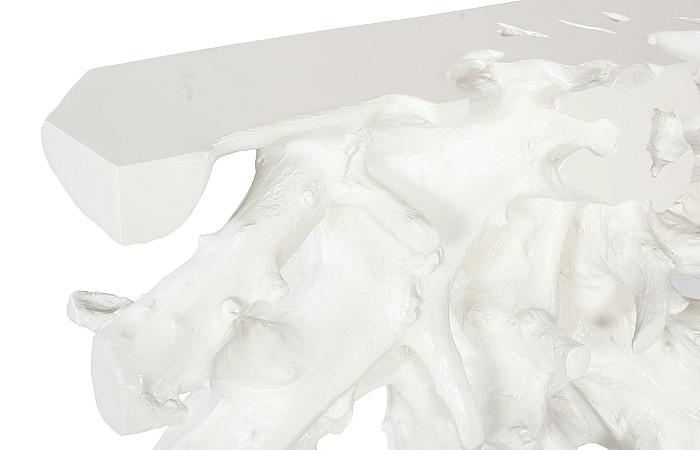 Beau Cast Root Console Table, Gel Coat White
