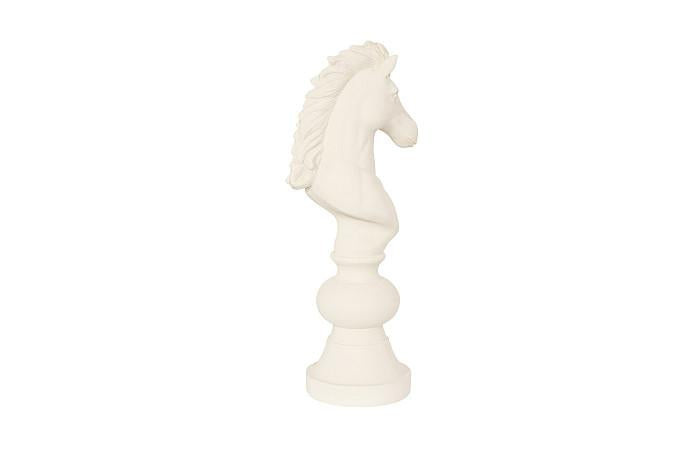 Knight Chess Sculpture, Cast Stone White, Small