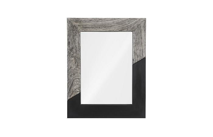 Geometry Wood Mirror, Gray Stone, Black