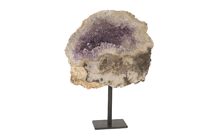 Amethyst Tabletop Sculpture on Black Metal Stand, Assorted, SM